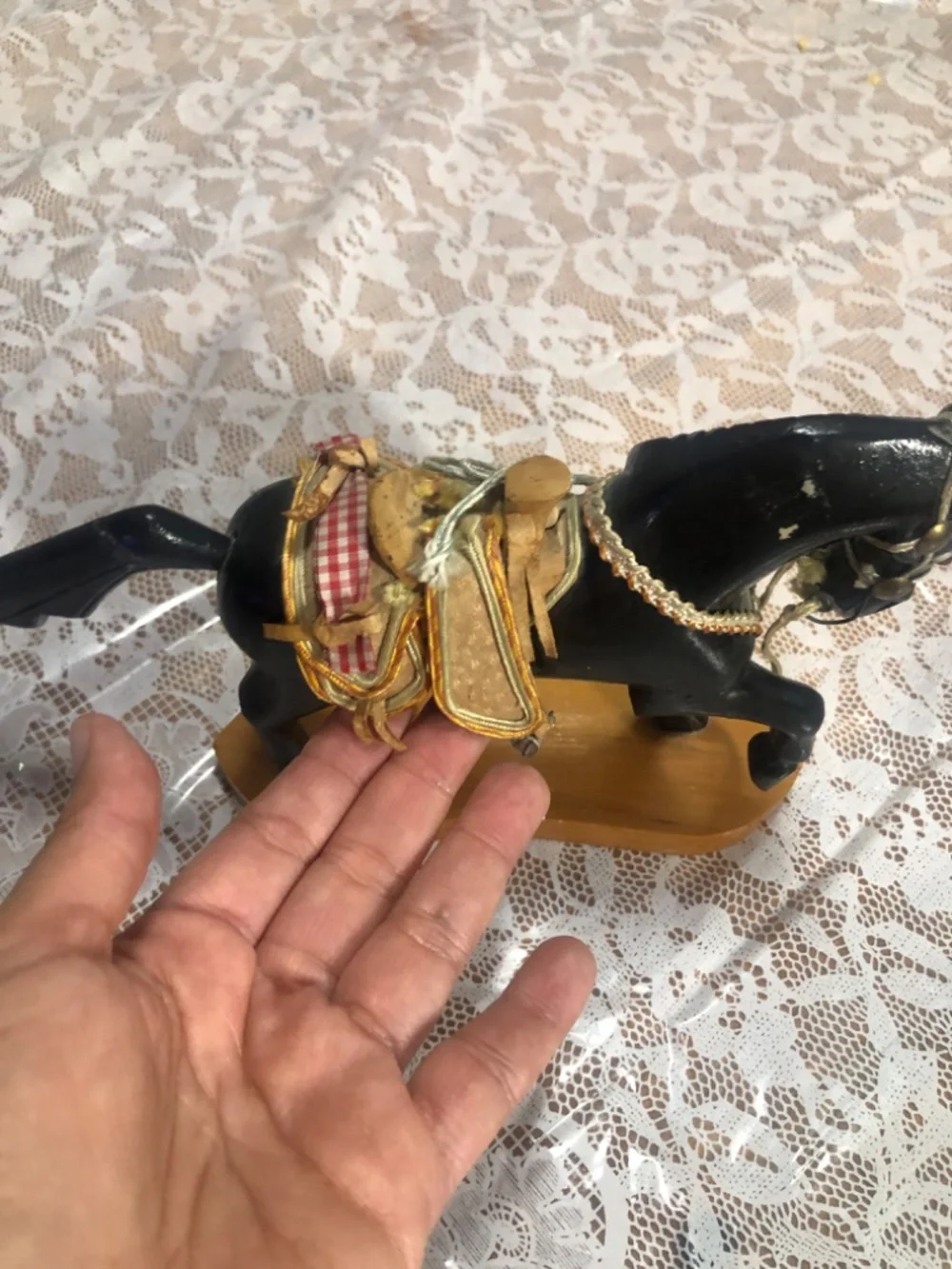 vintage wooden horse figurine, likely a handcrafted - Picture 9 of 13